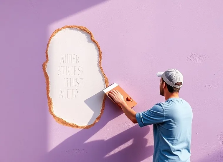 Application d'un enduit décoratif à la lisseuse sur un mur