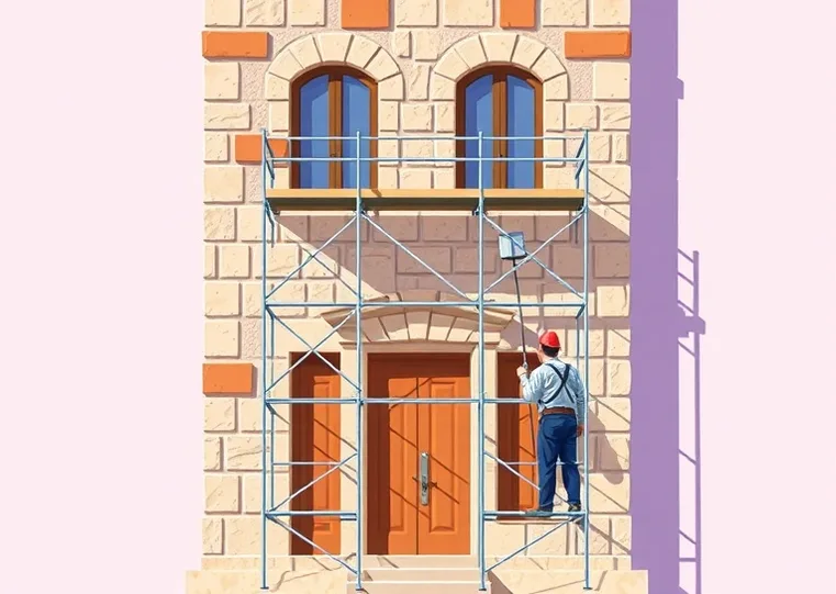 Ravalement de façade en pierre, nettoyage et application d'enduit